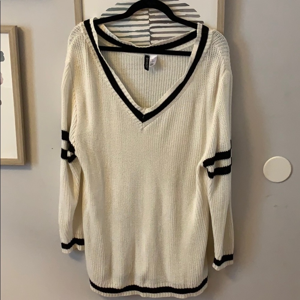 Oversized Black and White Sweater Dress